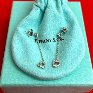 Tiffany & Co Open Heart Drop Earrings Silver 925